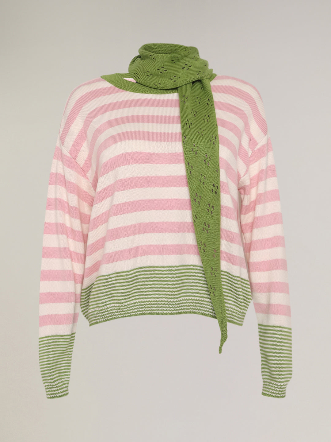 Pink Striped Scarf Pullover