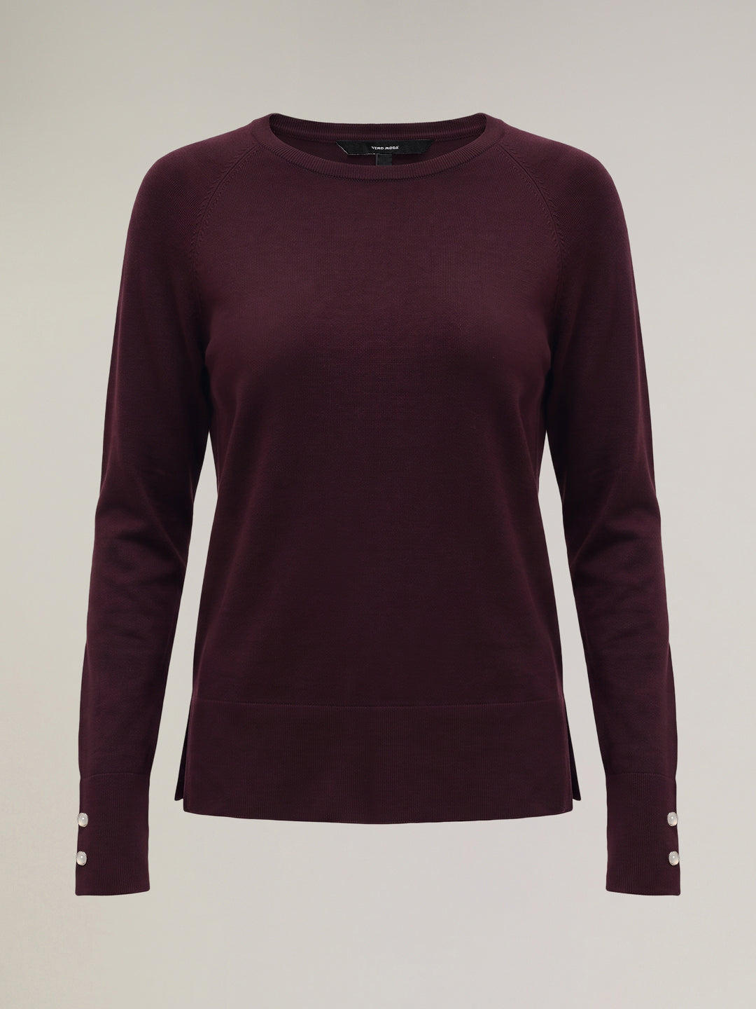 Burgundy Fine-knit crew-neck Pullover