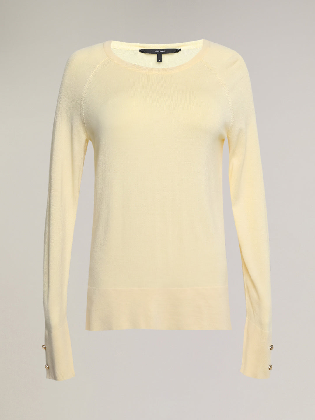 Cream Fine-knit crew-neck Pullover