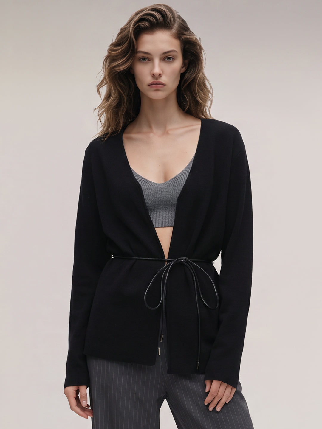 Black Tie up Shrug