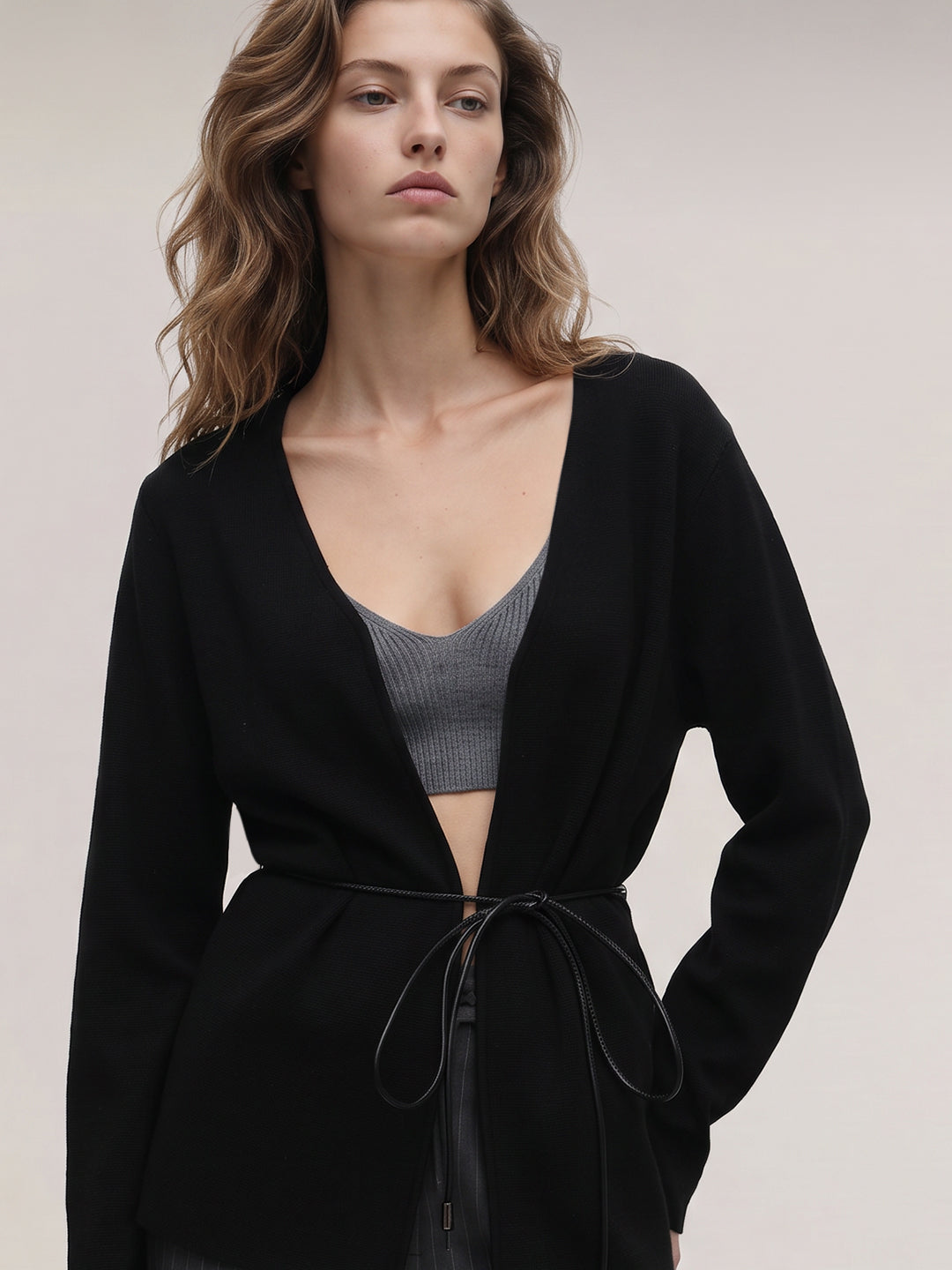 Black Tie up Shrug
