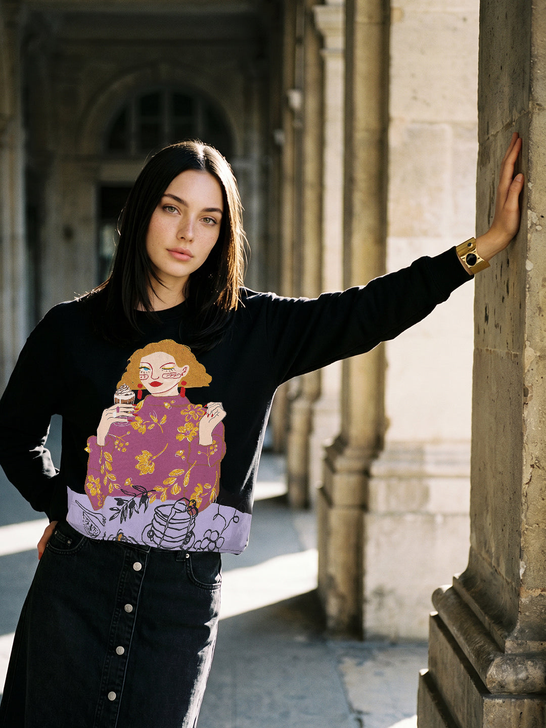 Black Printed Sweatshirt