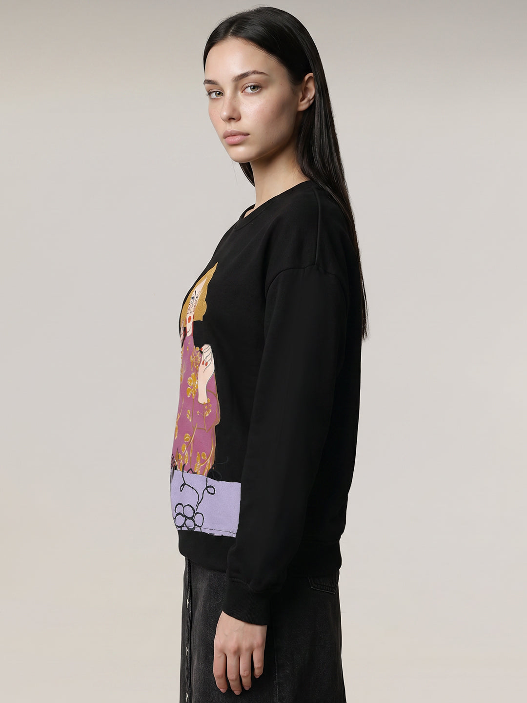 Black Printed Sweatshirt