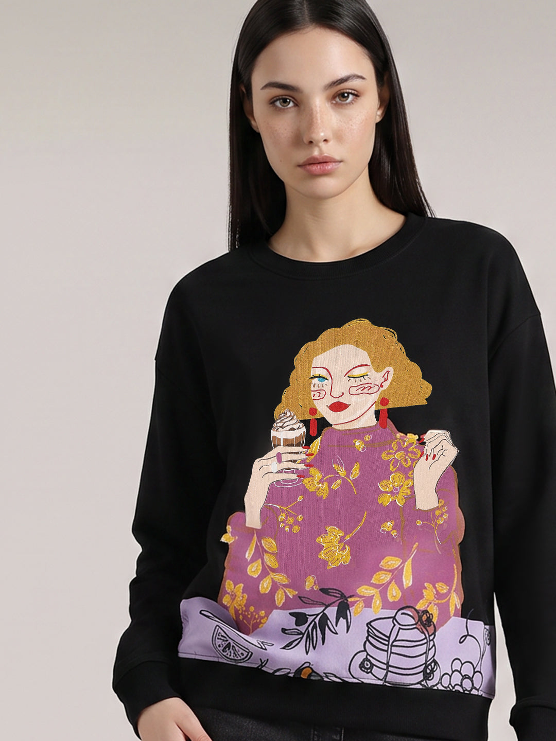 Black Printed Sweatshirt