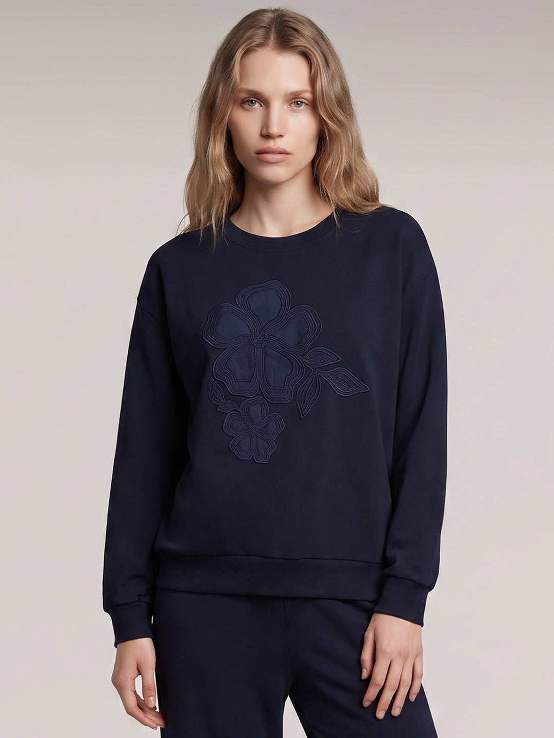 Dark Blue Floral Sweatshirt
