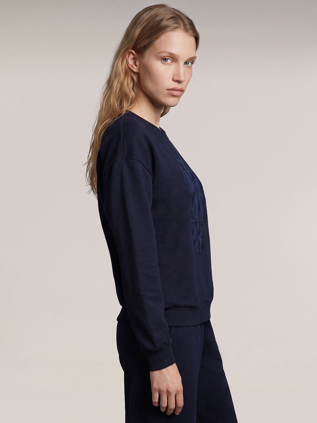 Dark Blue Floral Sweatshirt