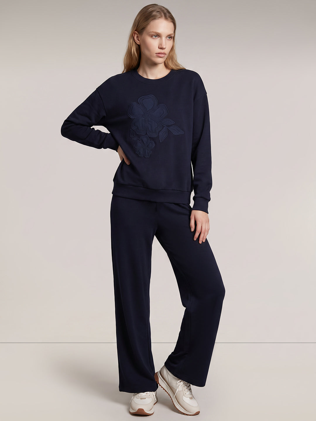 Dark Blue Floral Sweatshirt