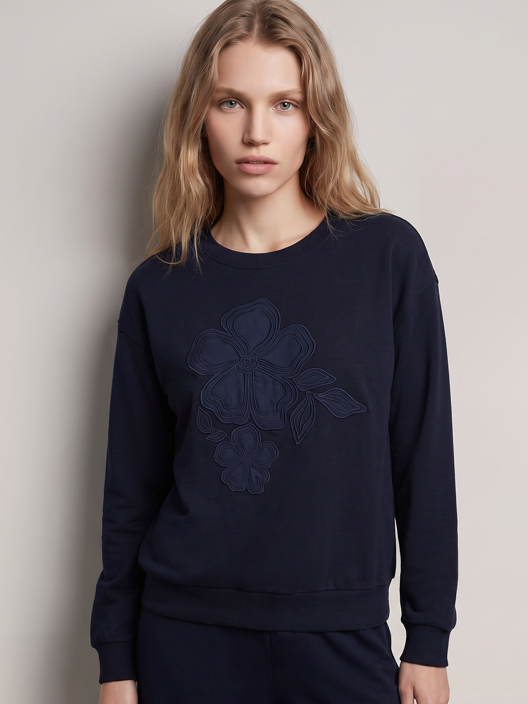 Dark Blue Floral Sweatshirt
