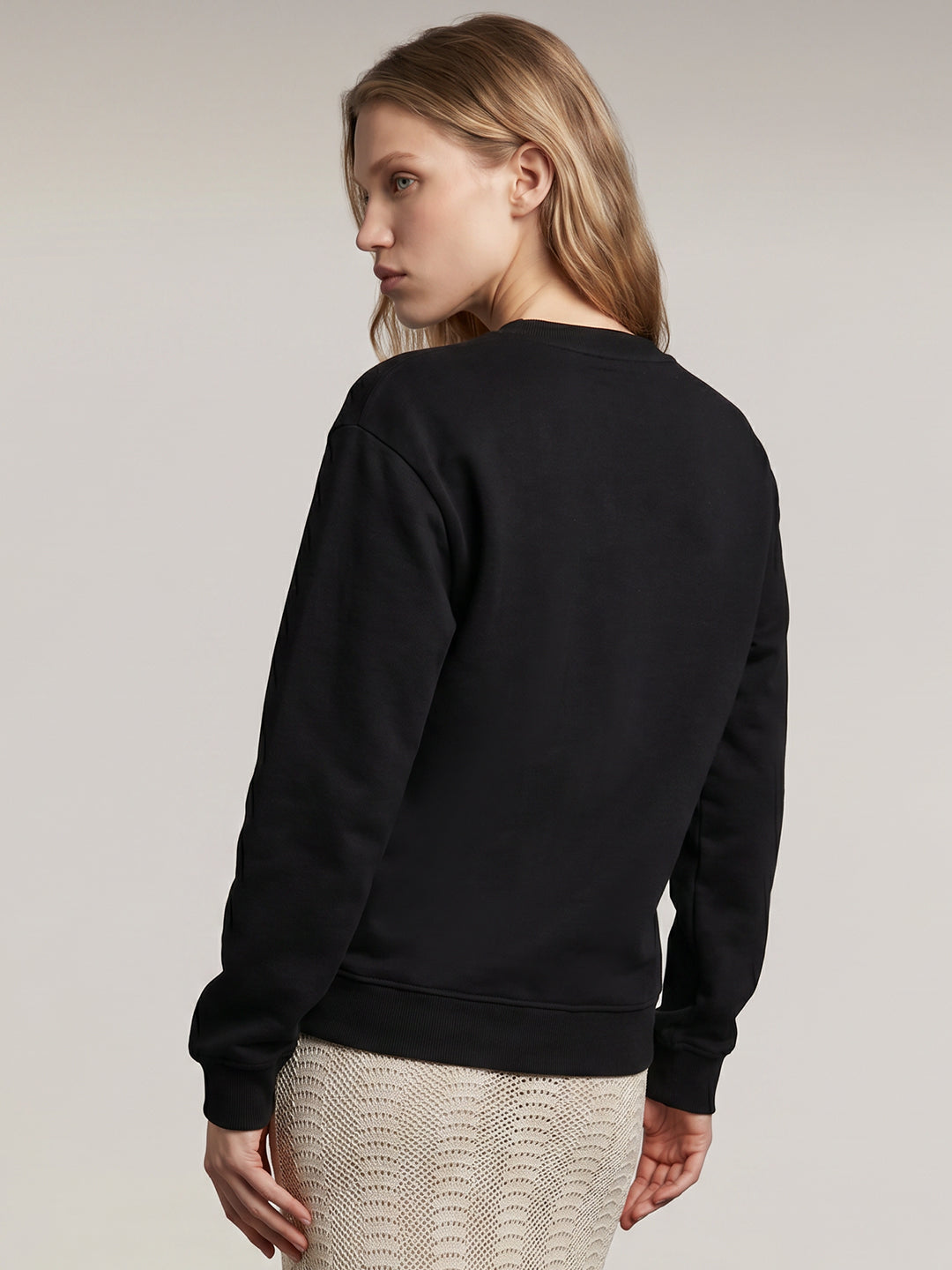 Black Floral Pearl Embellished Sweatshirt