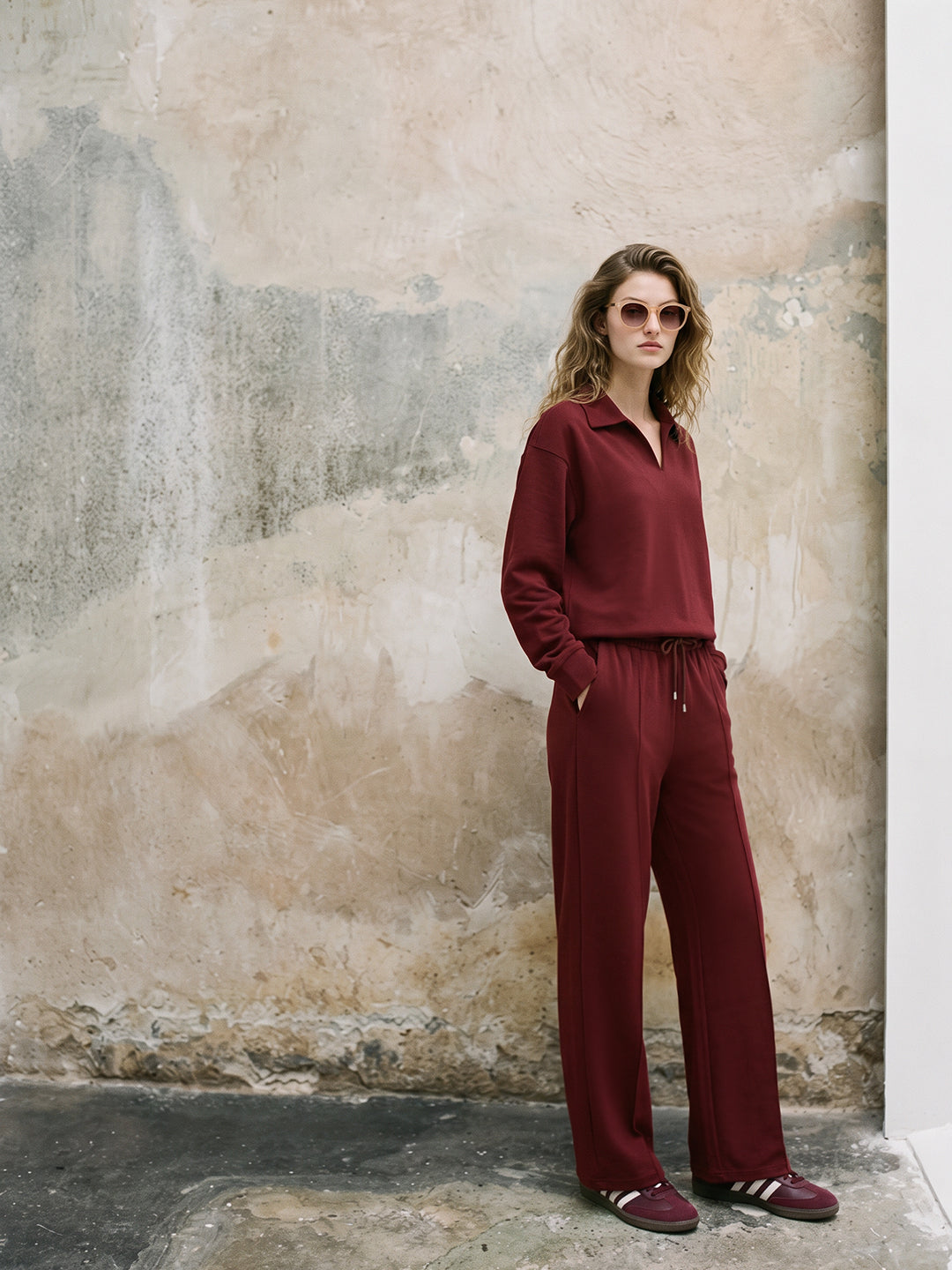 Burgundy High Rise Sweatpants