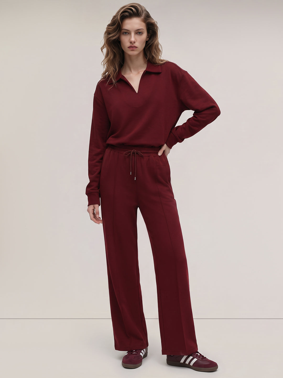 Burgundy High Rise Sweatpants