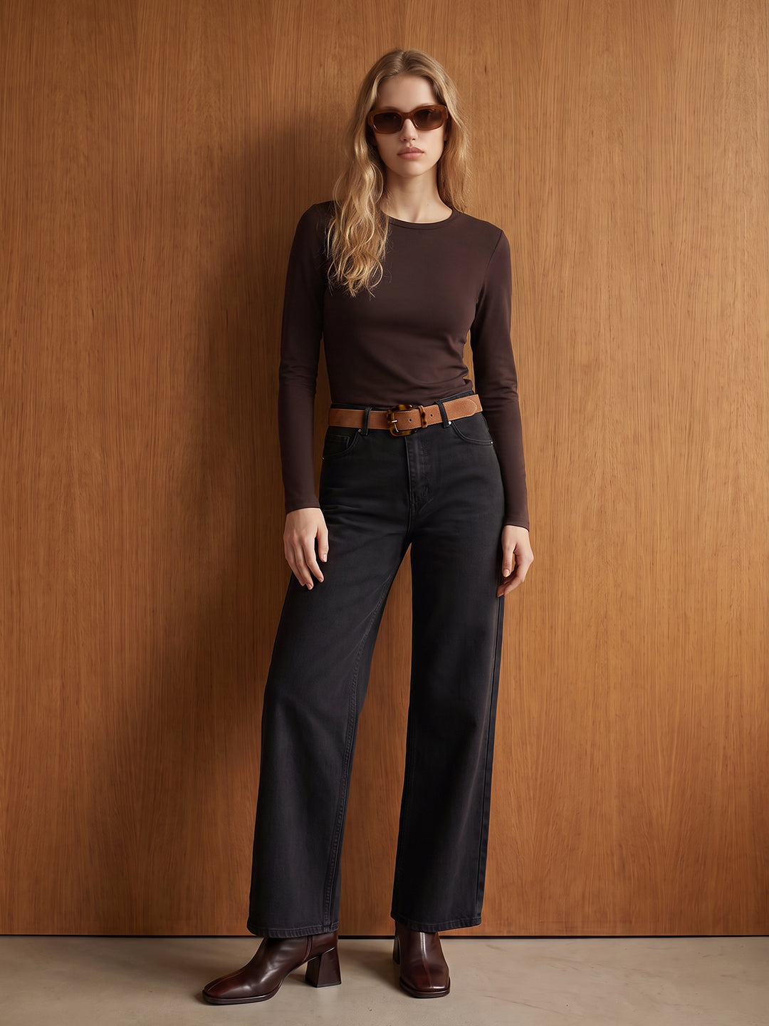 Brown Long Sleeve Top