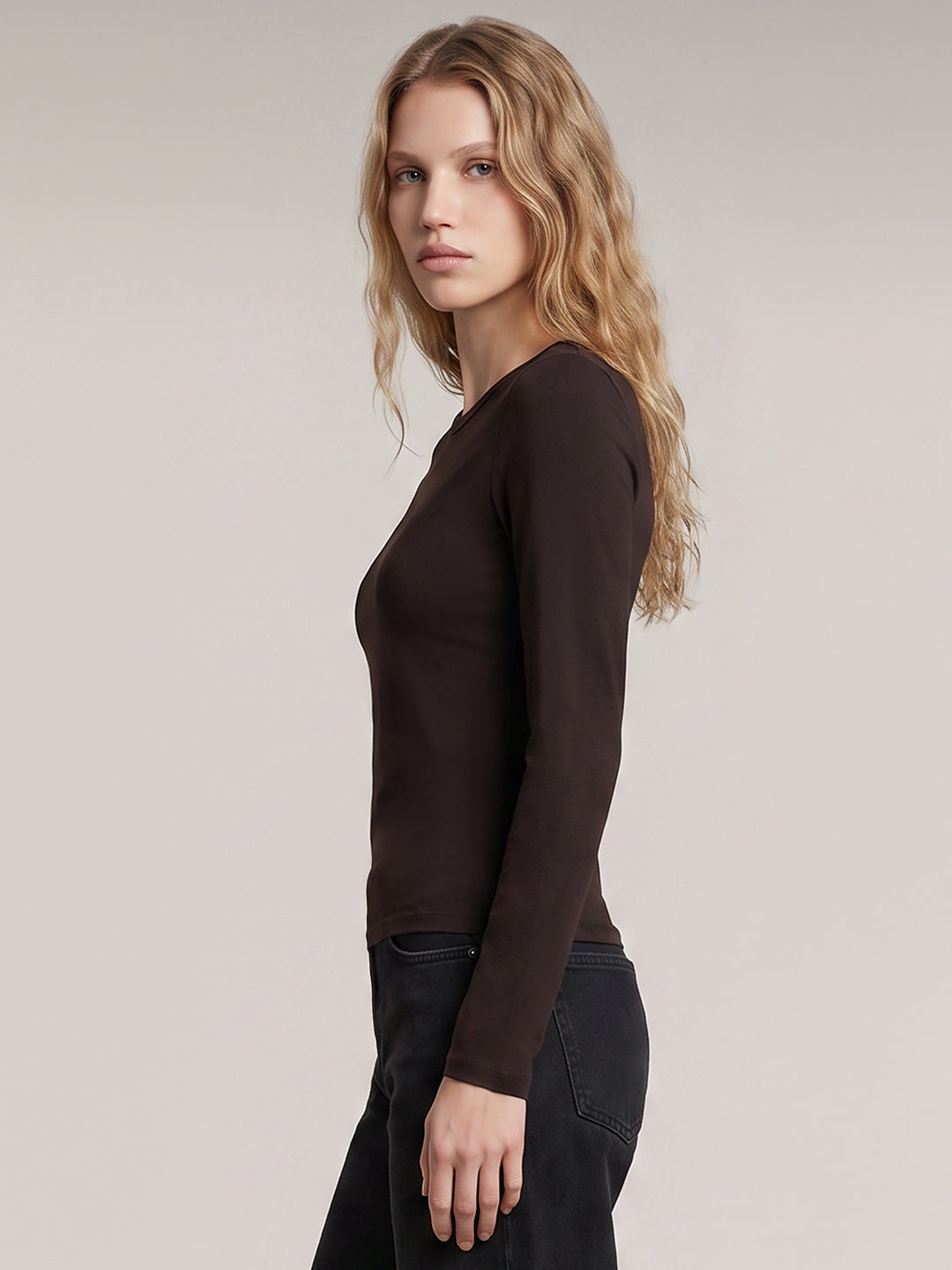 Brown Long Sleeve Top