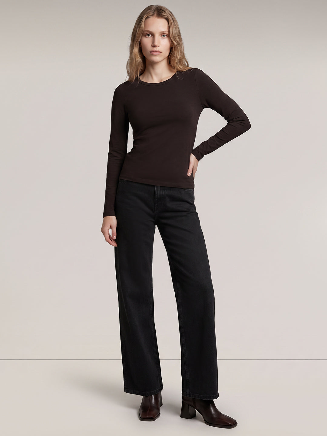 Brown Long Sleeve Top