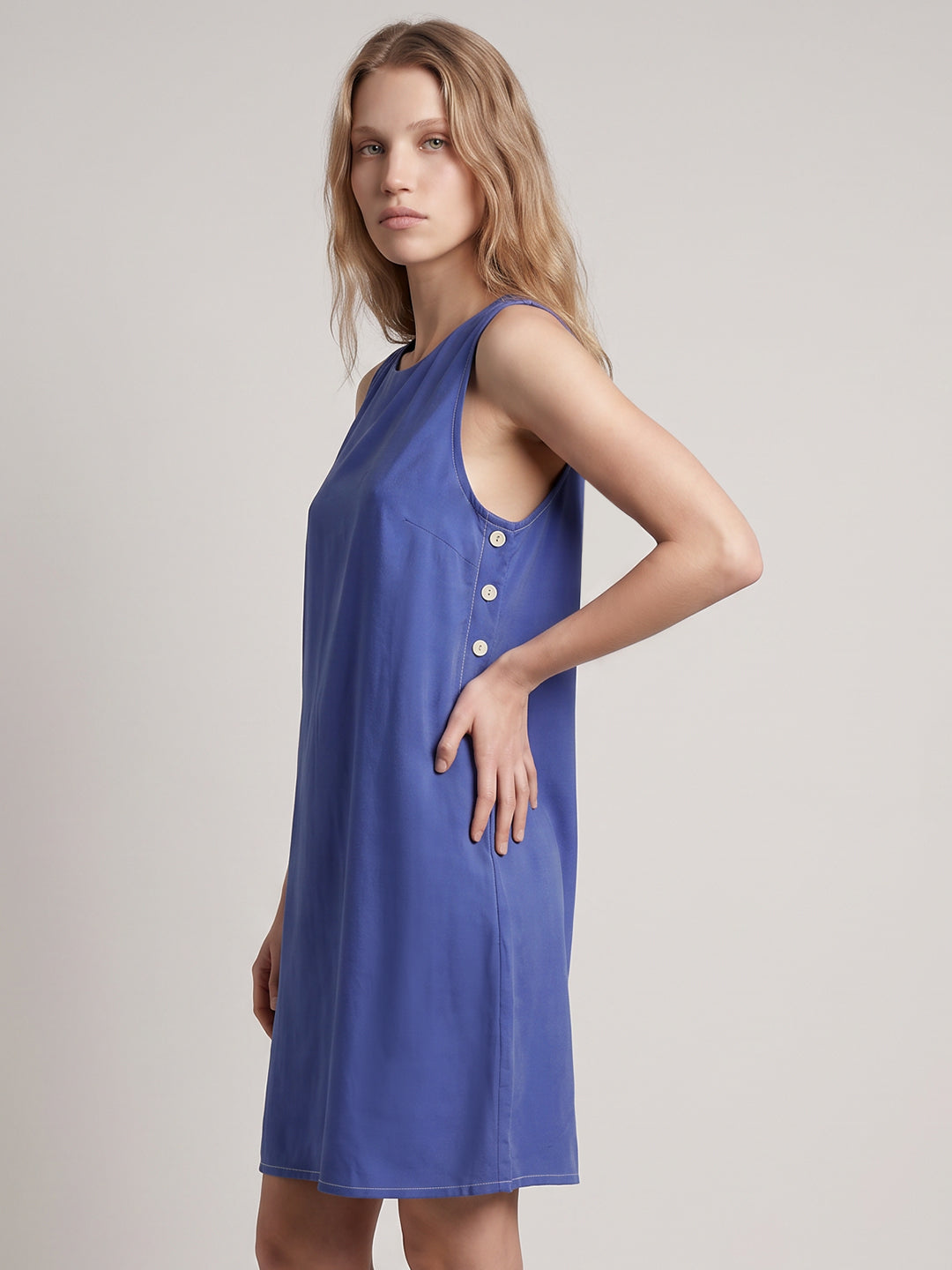 Blue Sleeveless Mini Dress