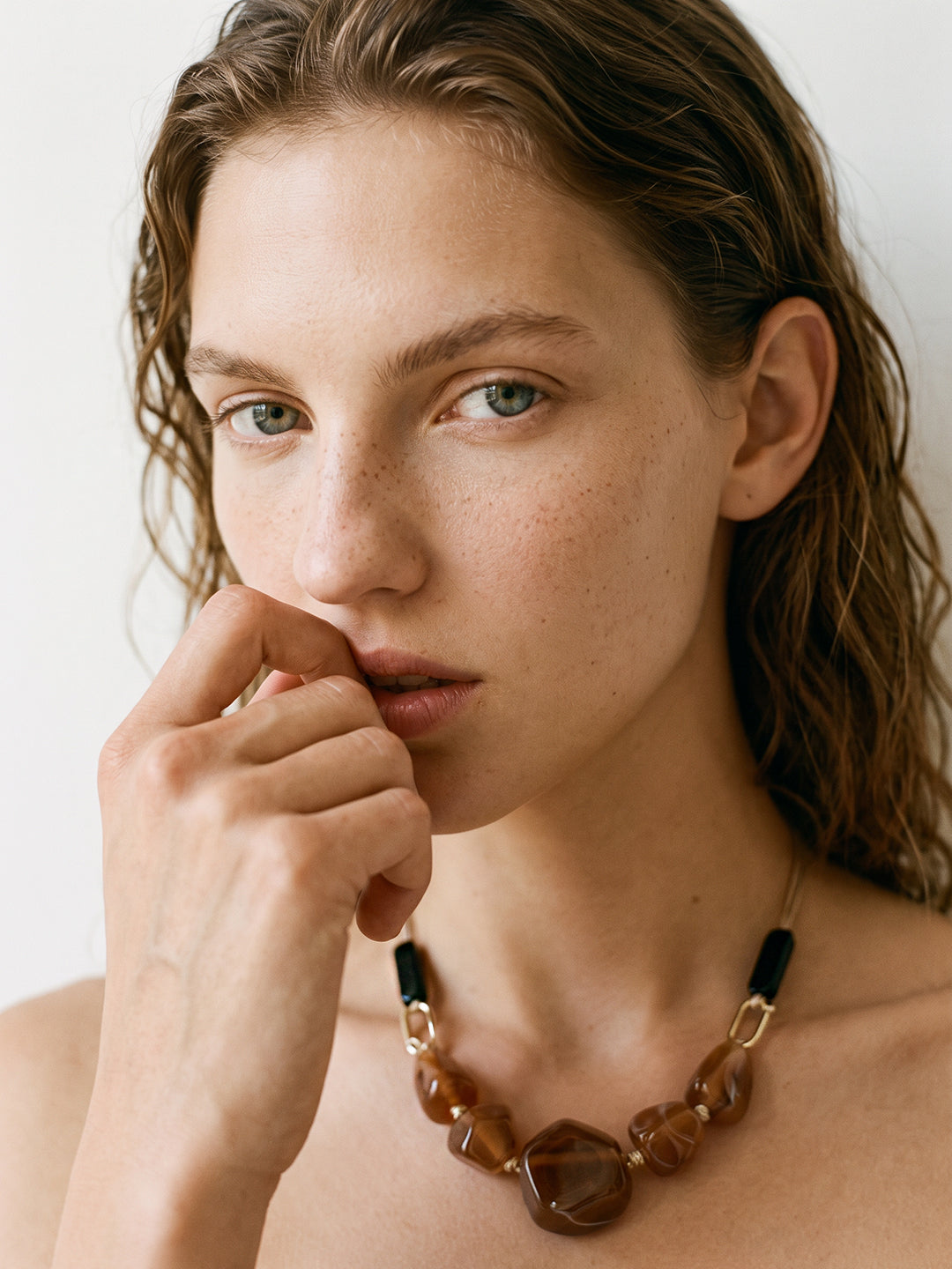 Golden Resin Pendant Necklace