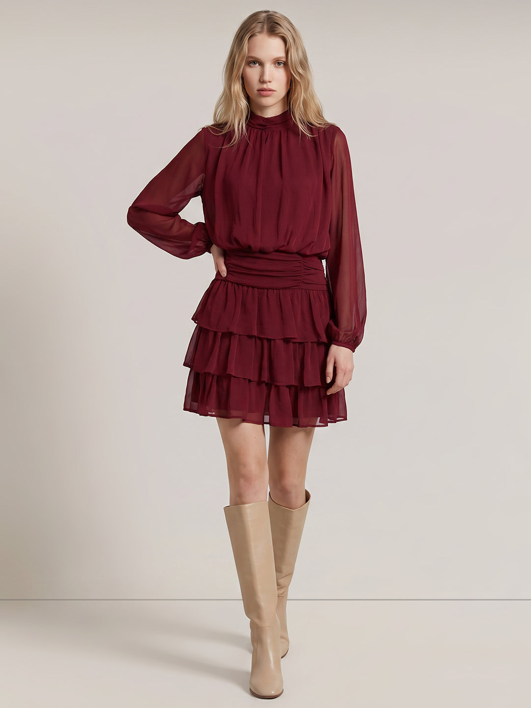 Dark Red Short Dress