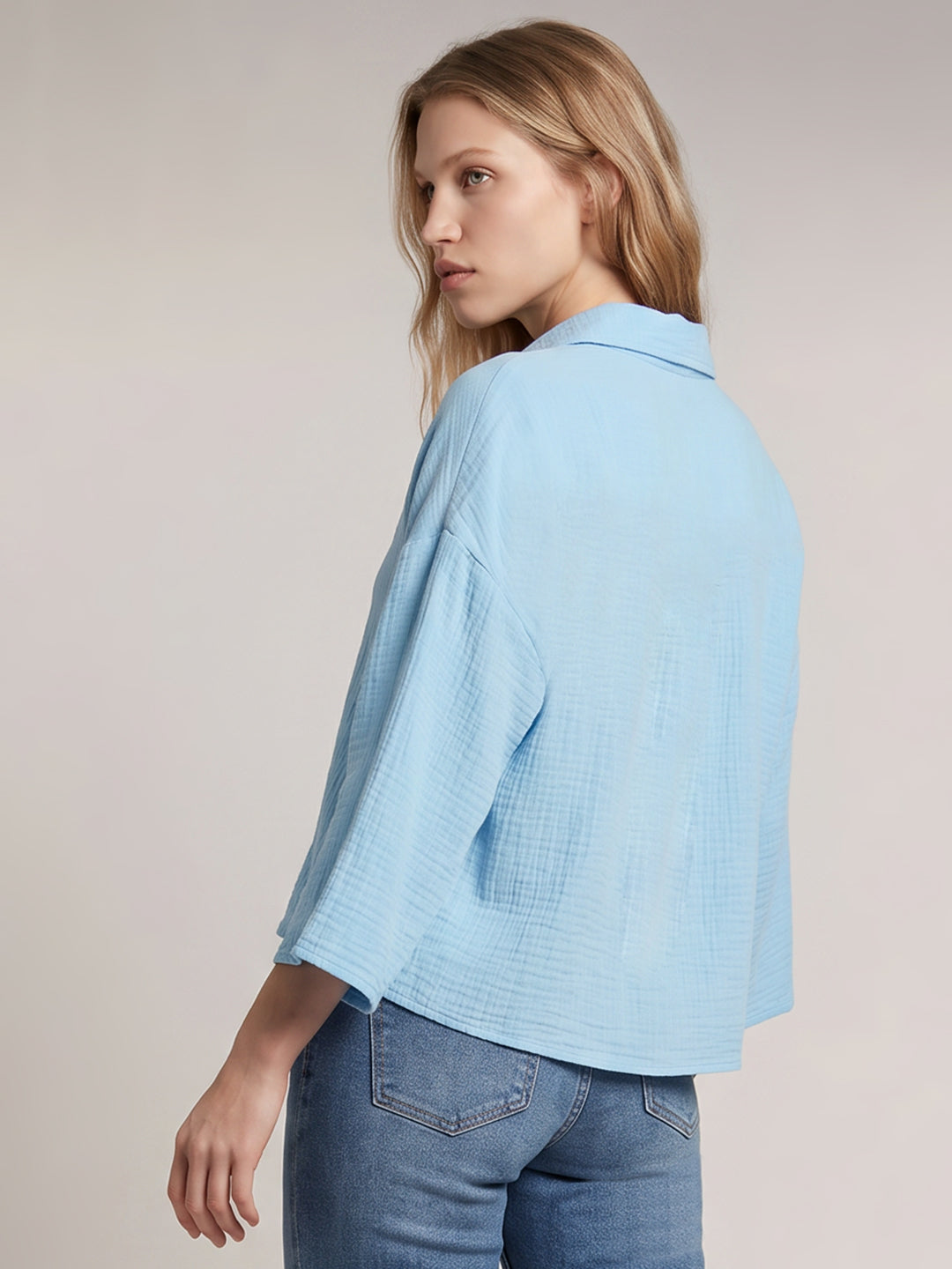 Light Blue Cropped Shirt