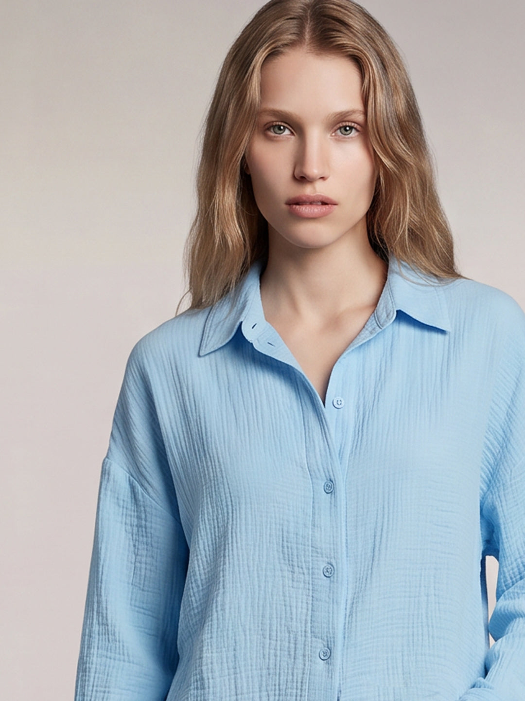 Light Blue Cropped Shirt