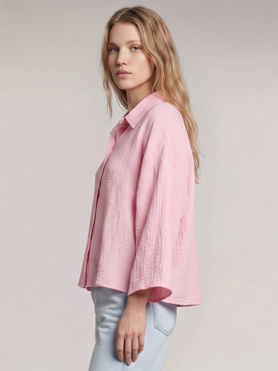 Light Pink Cropped Shirt