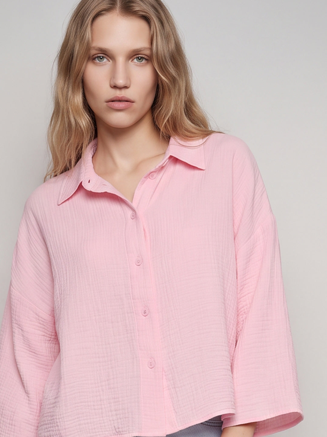 Light Pink Cropped Shirt