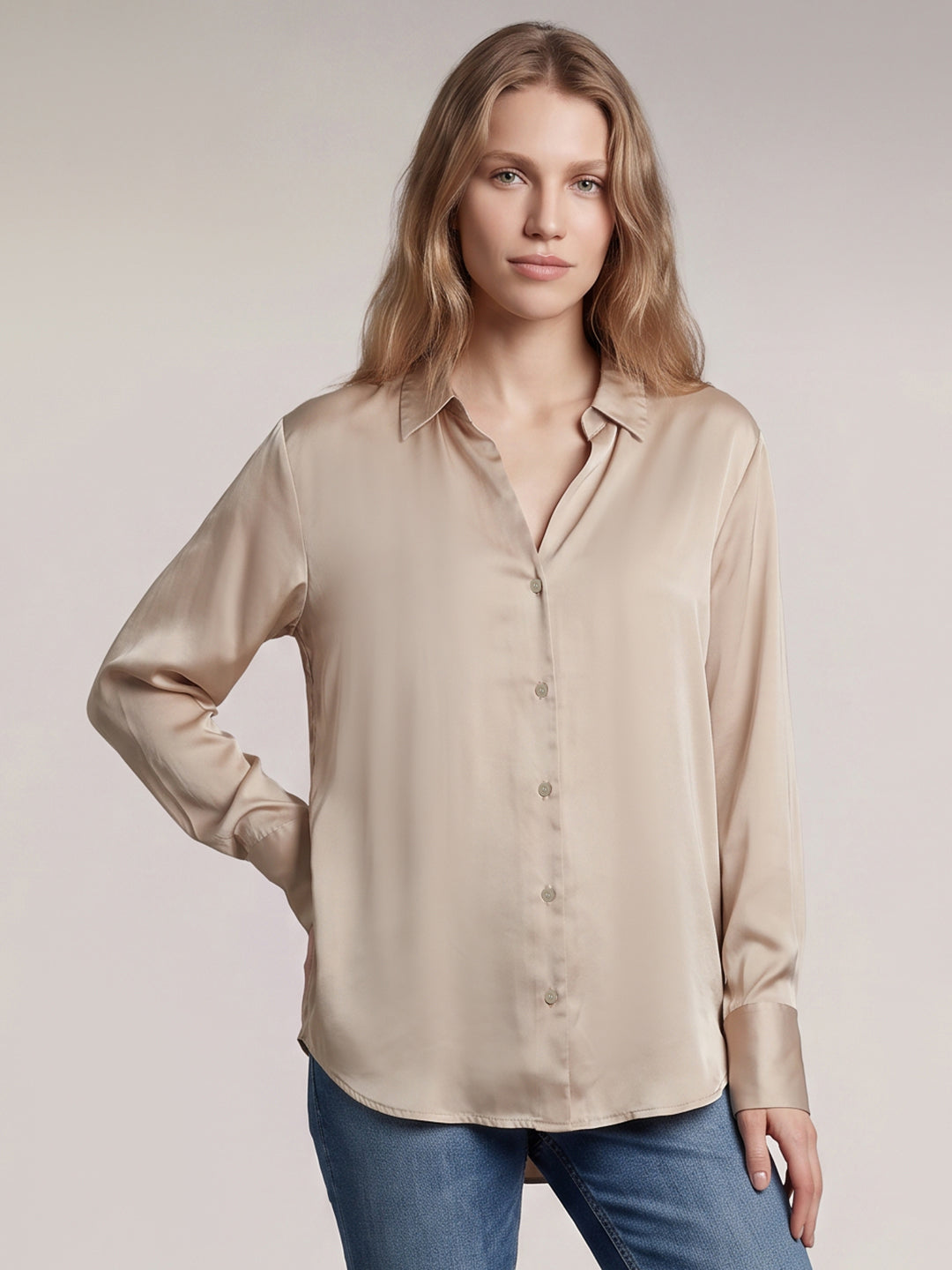 Beige Full Sleeves Shirt