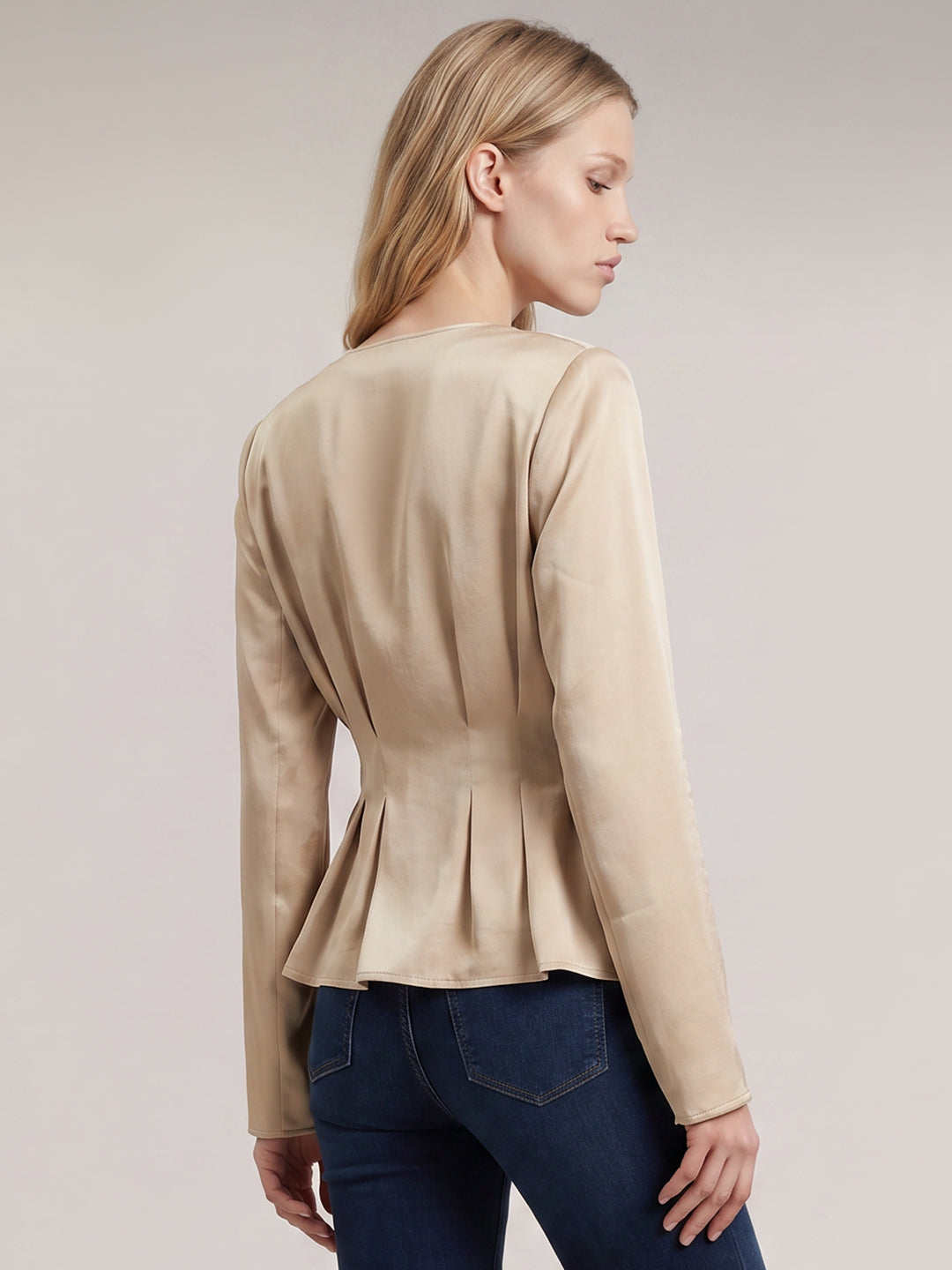 Beige V-Neck Top