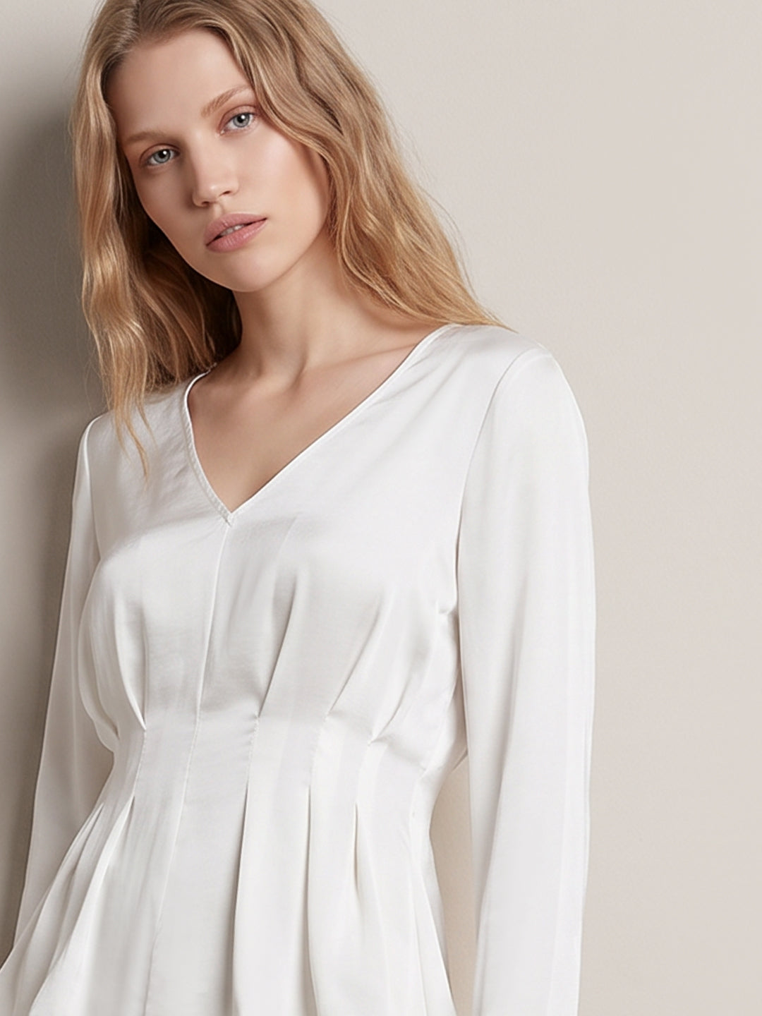 White V-Neck Top