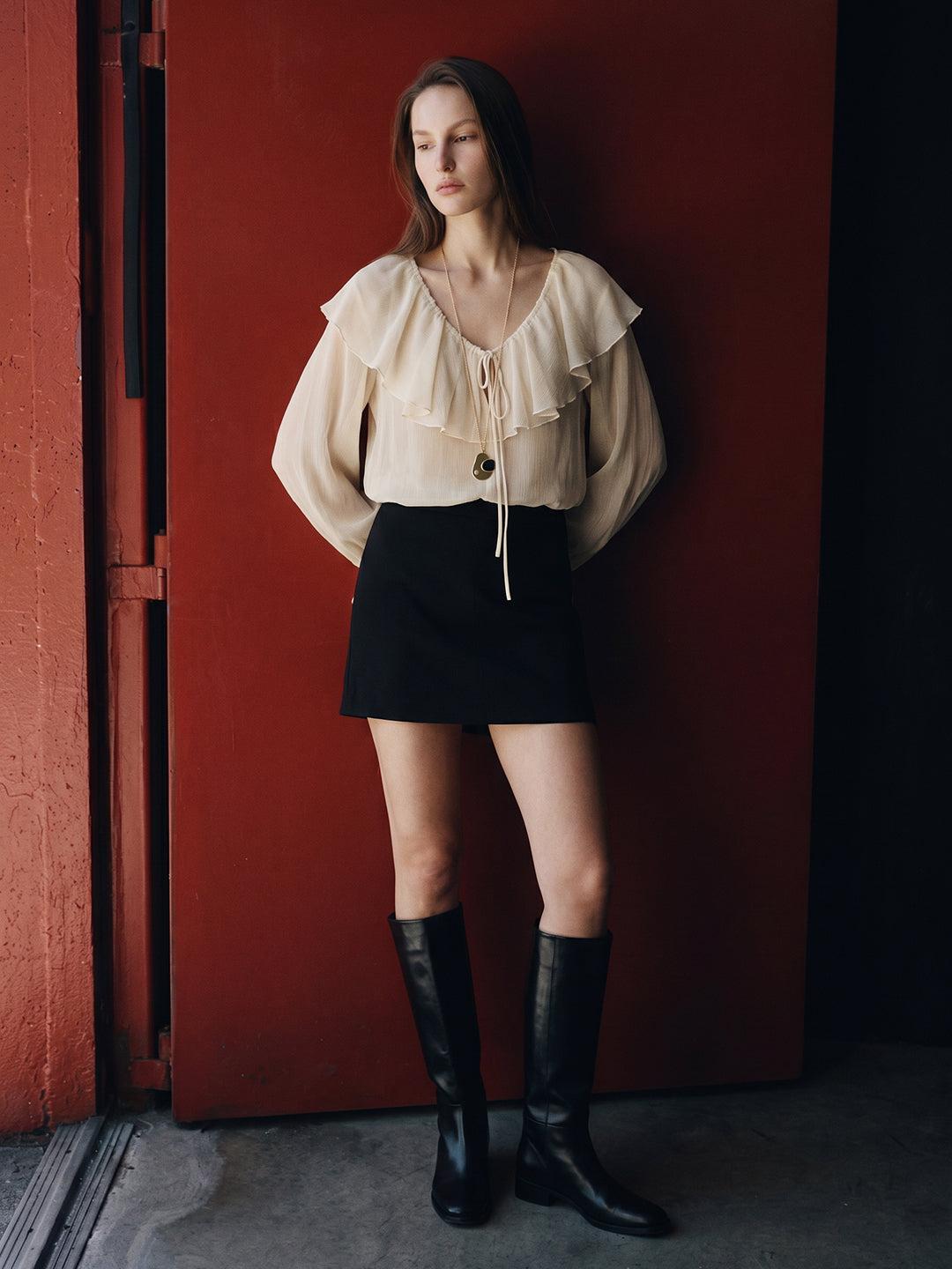 Ruffle V-Neck Top