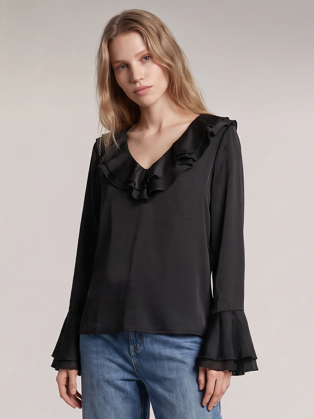Black V-Neck Top