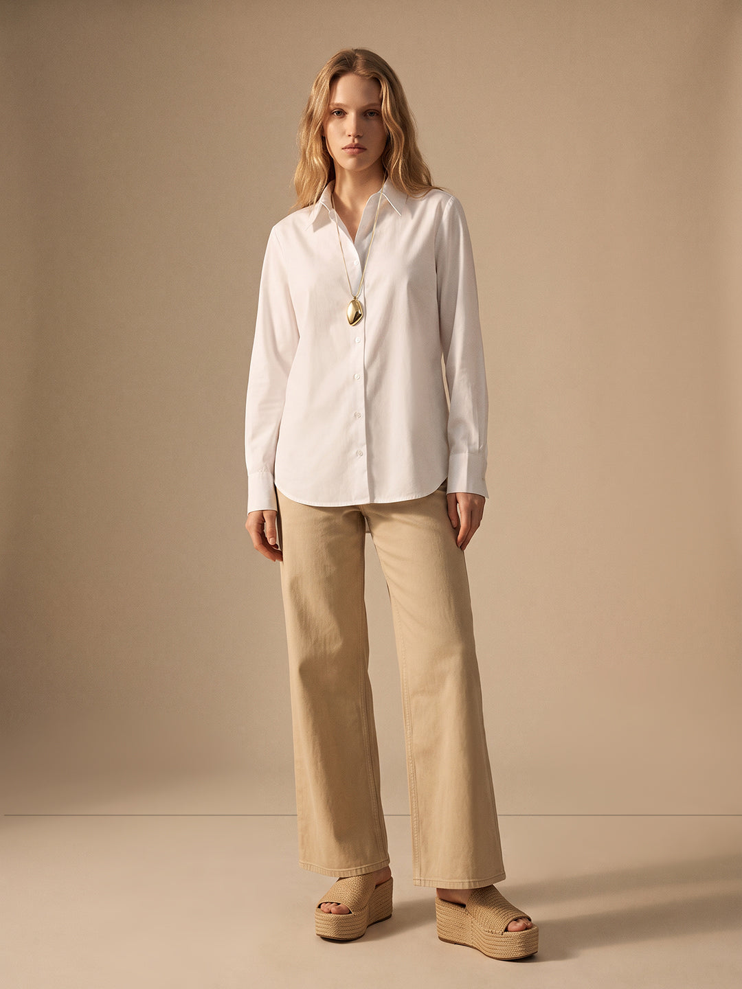 White Linen Blend Shirt