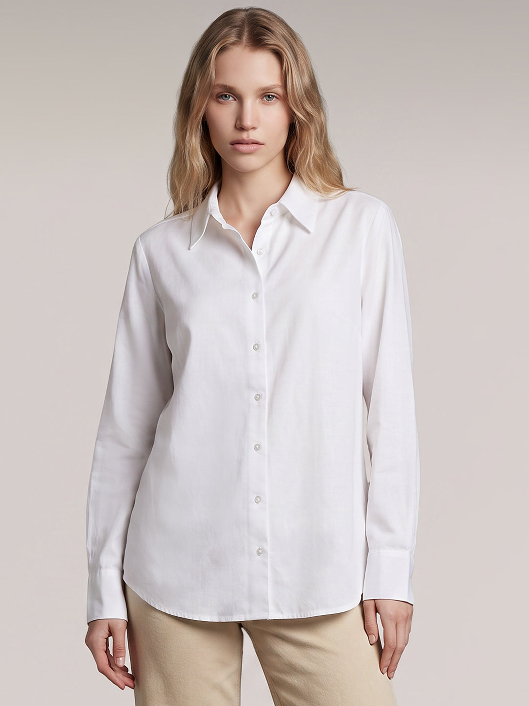 White Linen Blend Shirt
