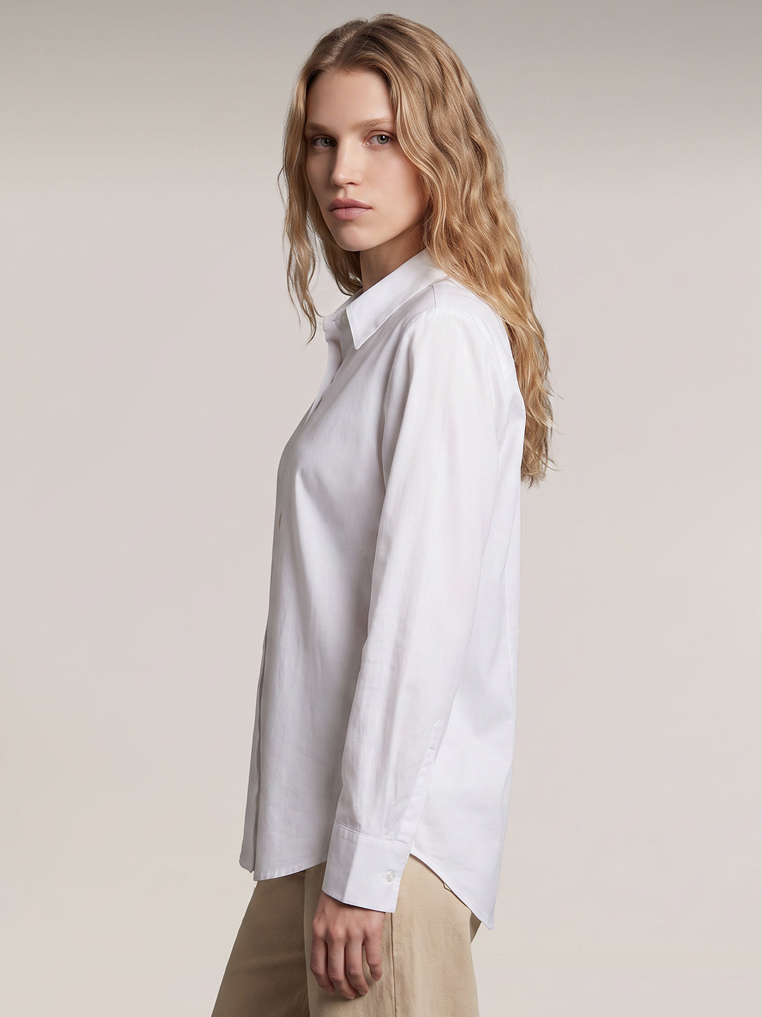 White Linen Blend Shirt