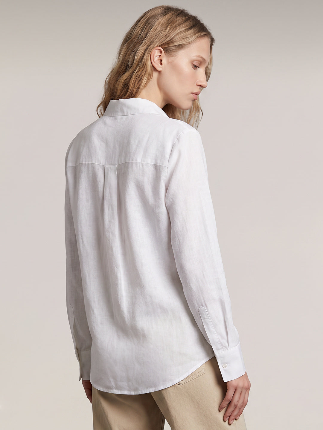 White Linen Blend Shirt