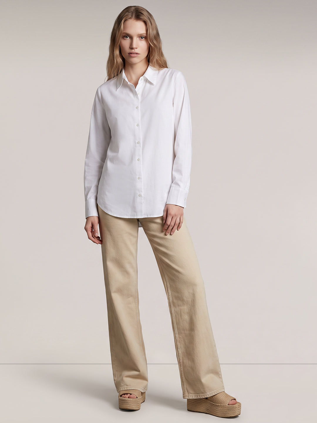 White Linen Blend Shirt
