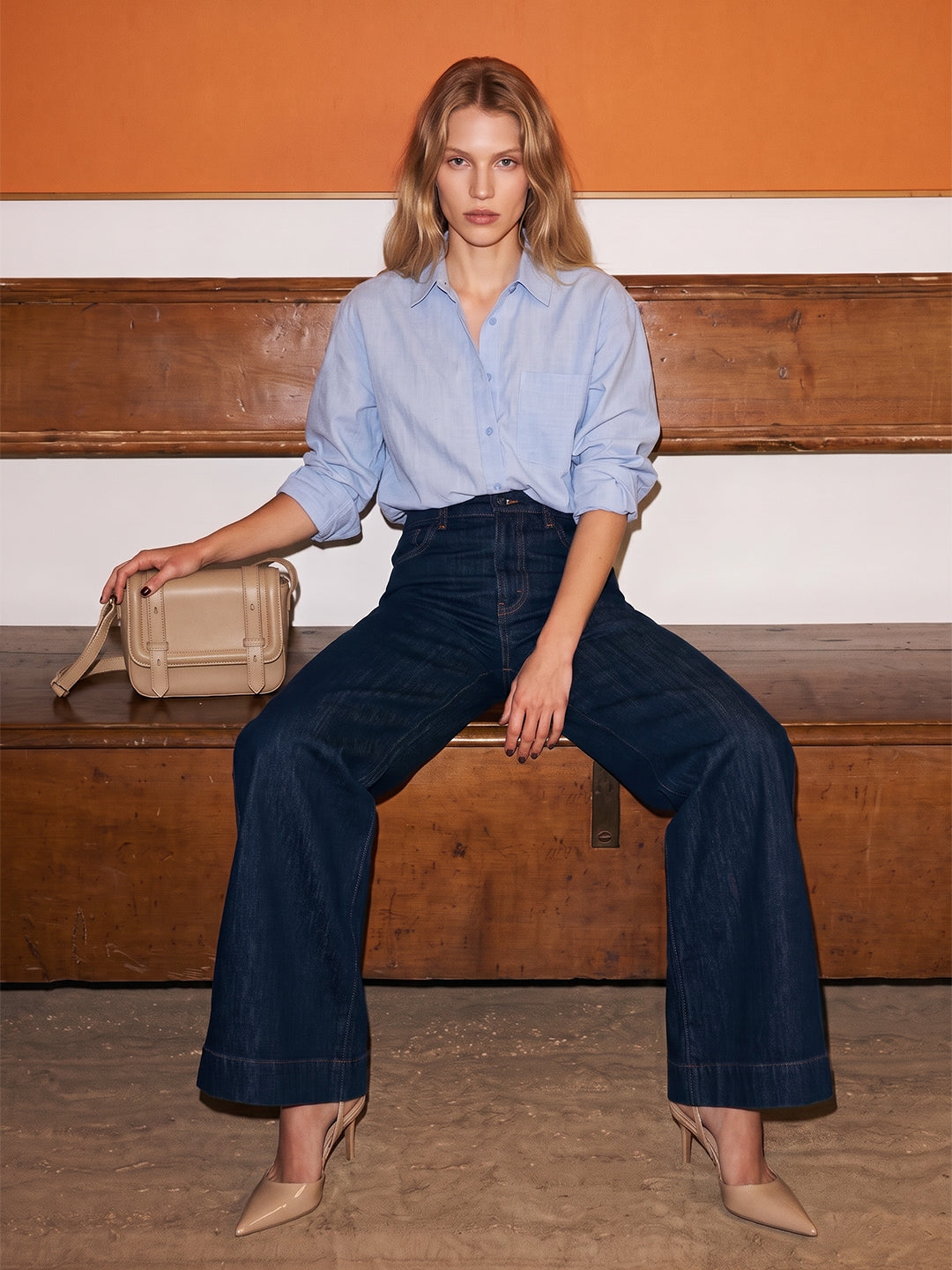 Light Blue Linen Blend Shirt