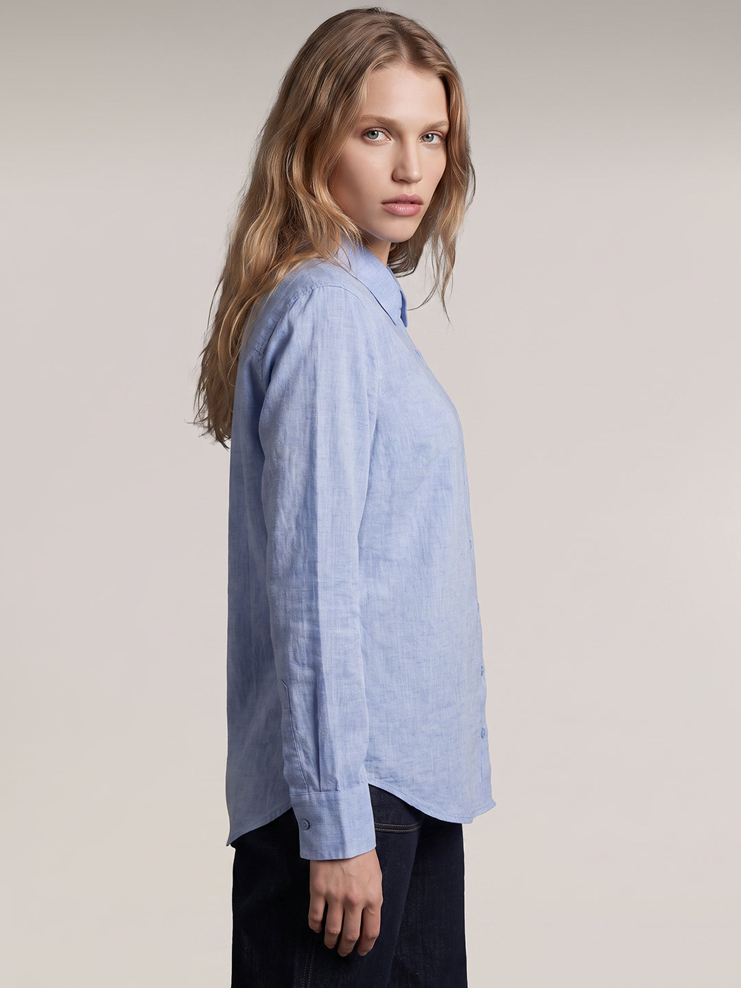 Light Blue Linen Blend Shirt