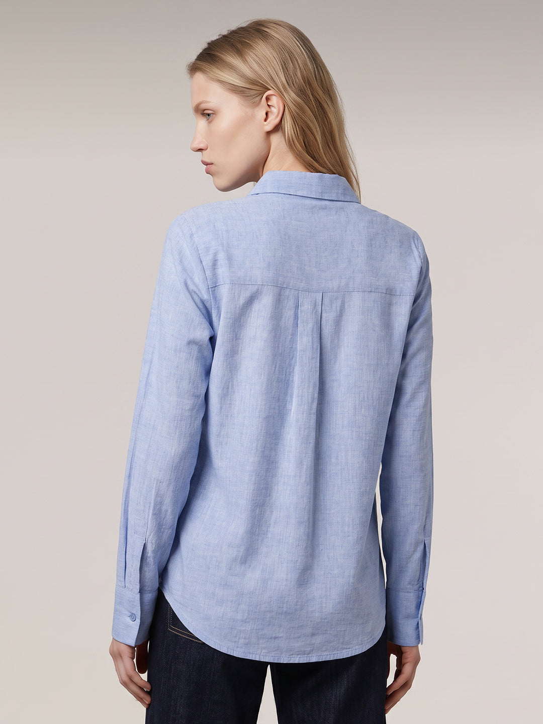 Light Blue Linen Blend Shirt