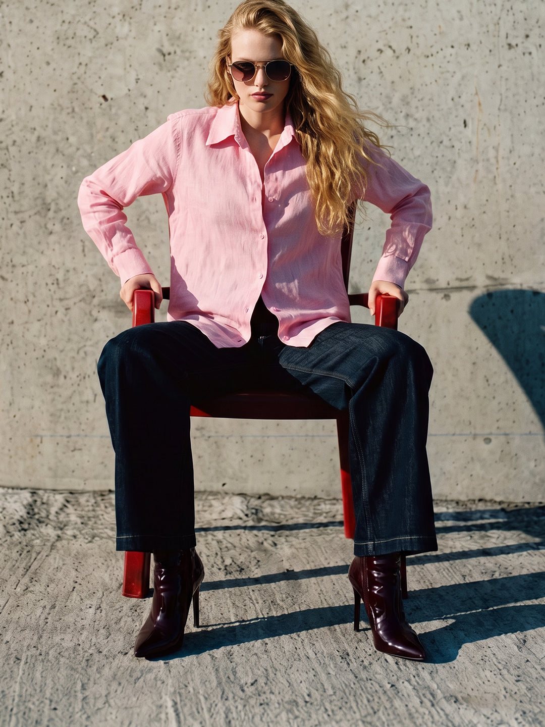 Pink Linen Blend Shirt