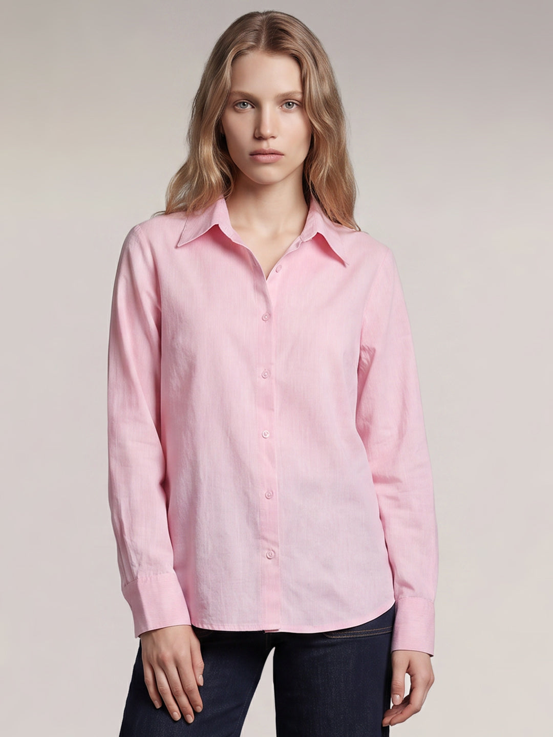 Pink Linen Blend Shirt
