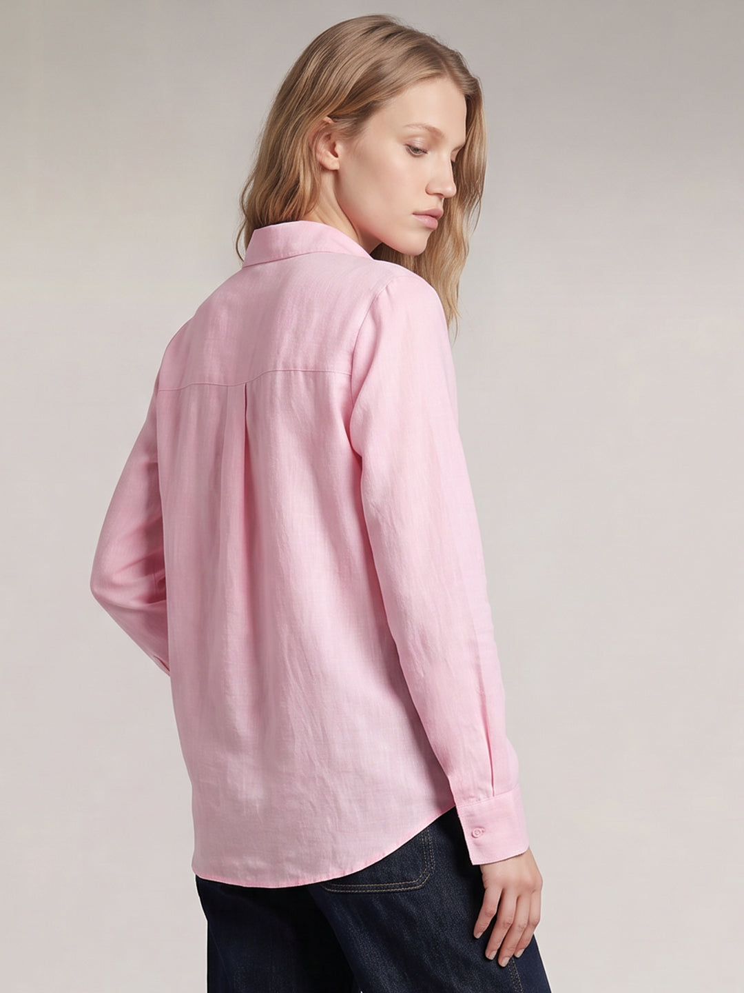 Pink Linen Blend Shirt