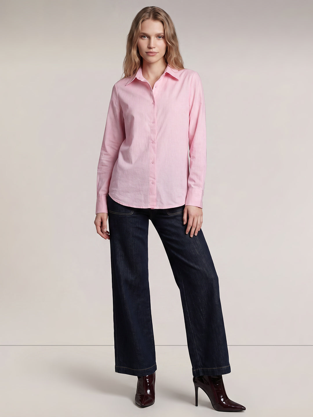 Pink Linen Blend Shirt