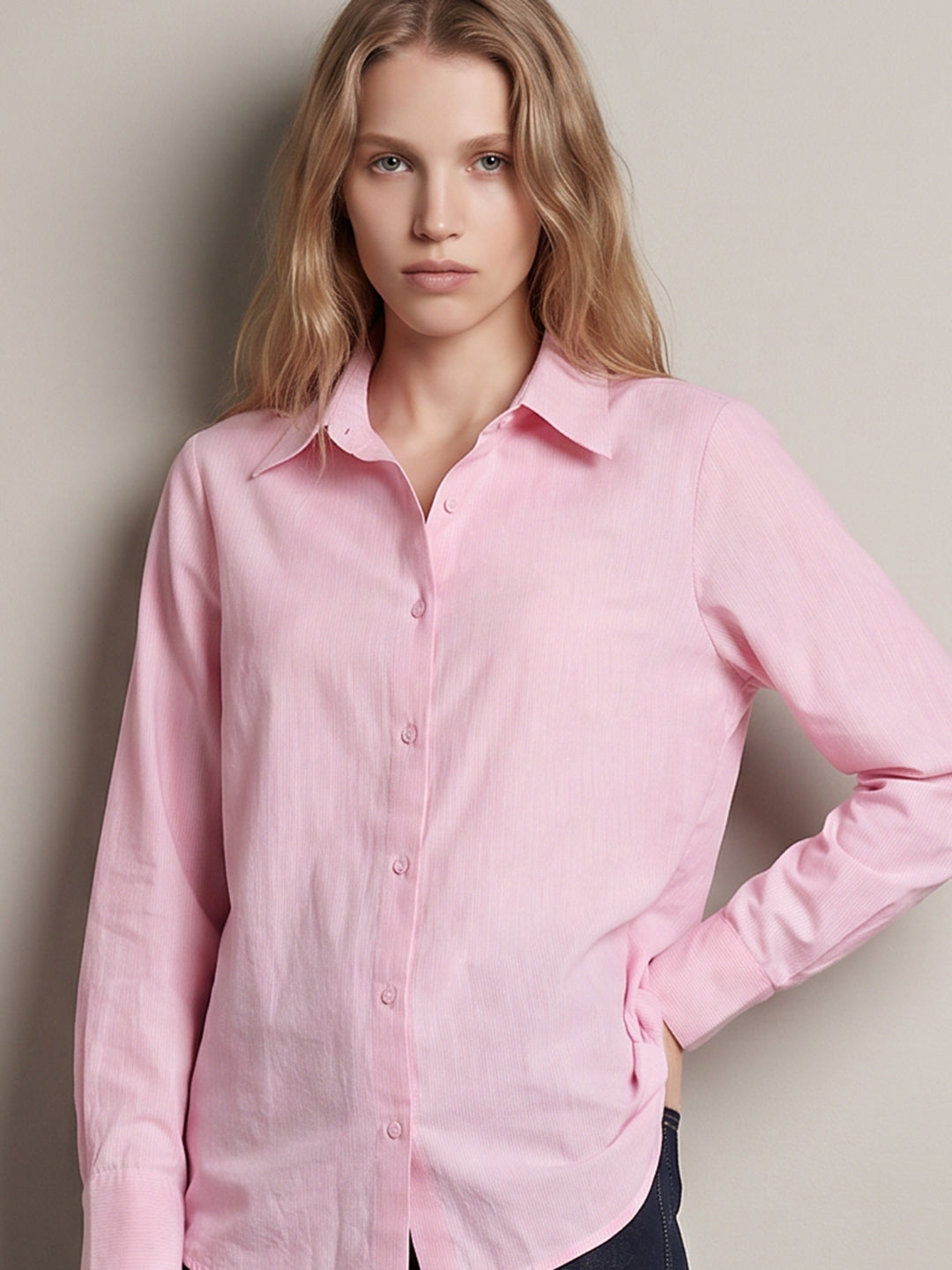 Pink Linen Blend Shirt
