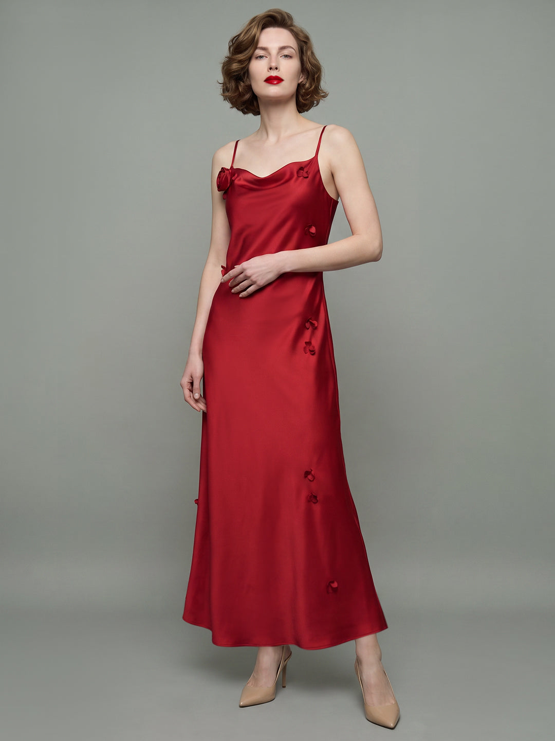 VERO MODA X Marilyn Monroe Red Satin Slip Dress
