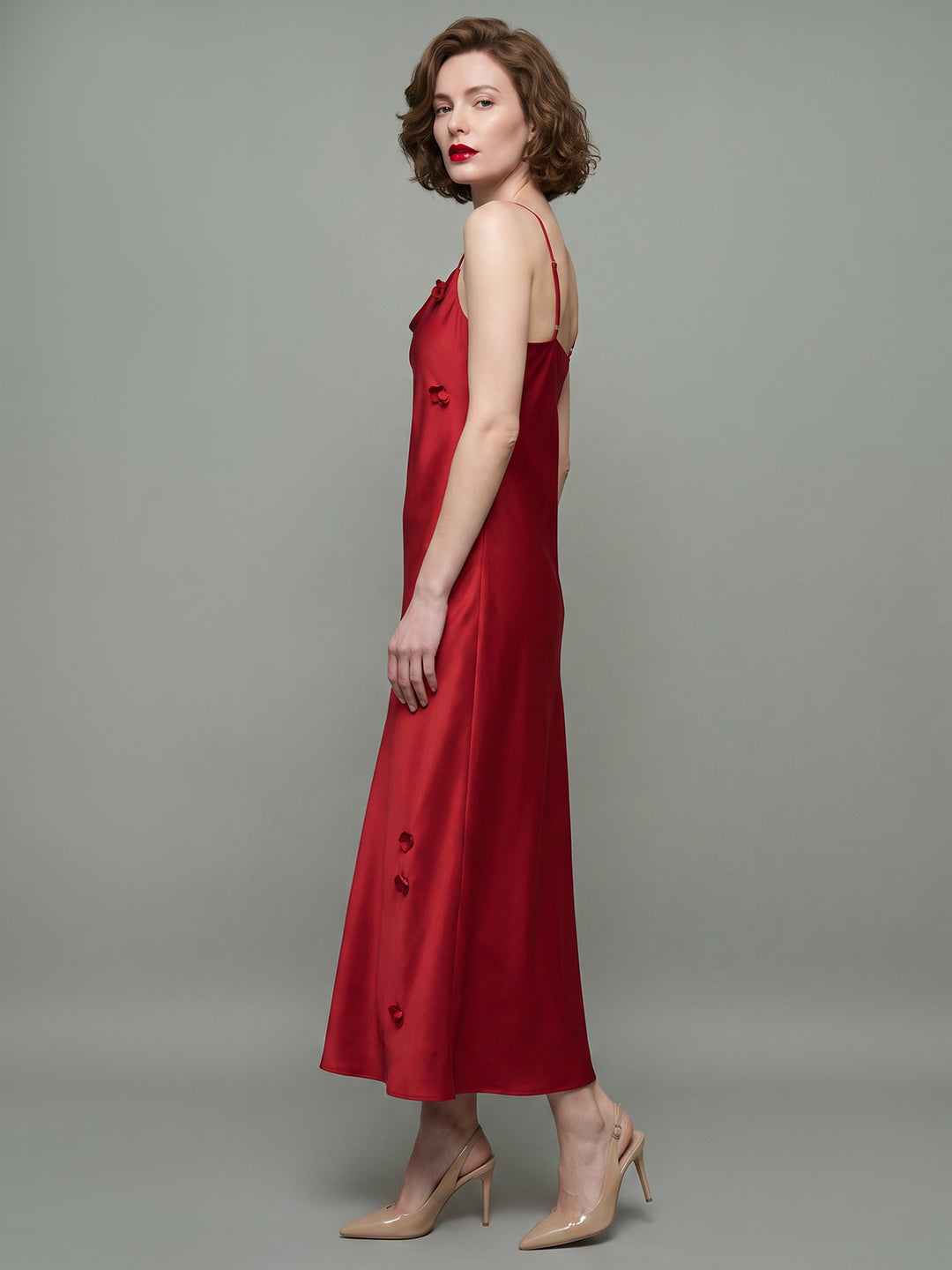 VERO MODA X Marilyn Monroe Red Satin Slip Dress