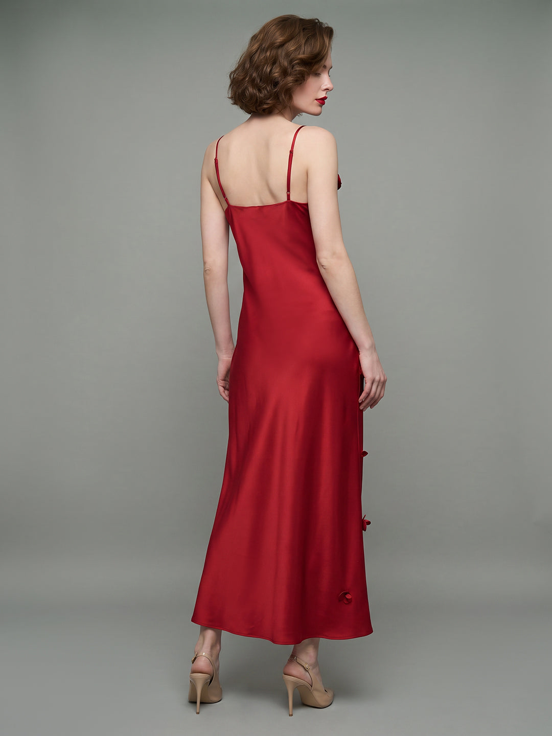 VERO MODA X Marilyn Monroe Red Satin Slip Dress