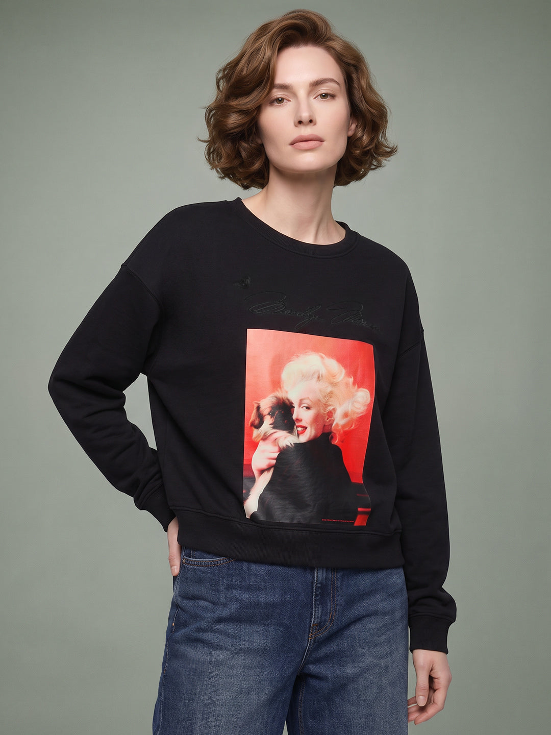 VERO MODA X Marilyn Monroe Black Printed Sweatshirt