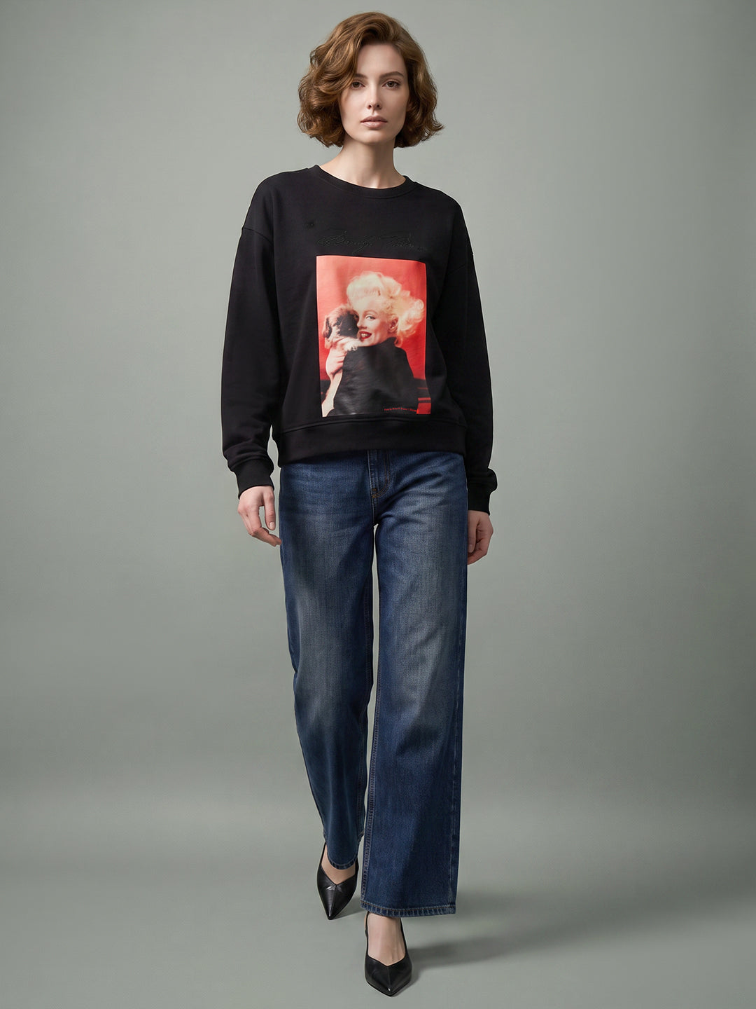 VERO MODA X Marilyn Monroe Black Printed Sweatshirt