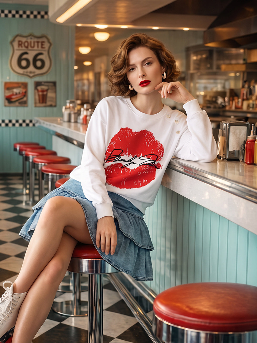 VERO MODA X Marilyn Monroe Full Sleeves Printed Sweatshirt