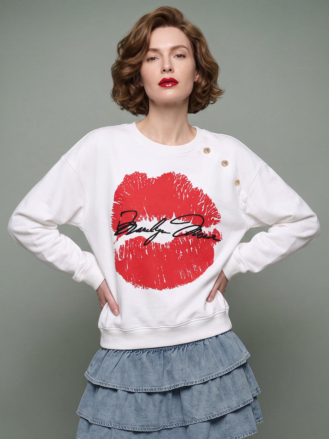 VERO MODA X Marilyn Monroe Full Sleeves Printed Sweatshirt